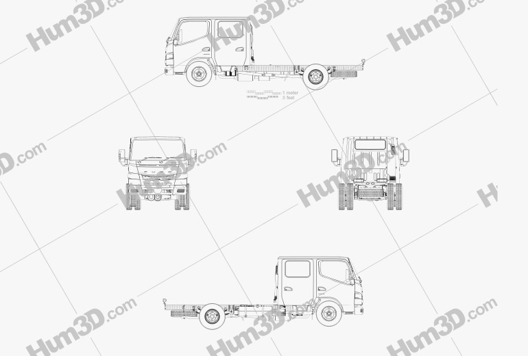 Mitsubishi Fuso Canter (515) City Crew Cab Chassis Truck 2019 Blueprint