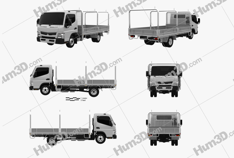 Mitsubishi Fuso Canter (515) Wide Single Cab Tray Truck 2019 Blueprint Template