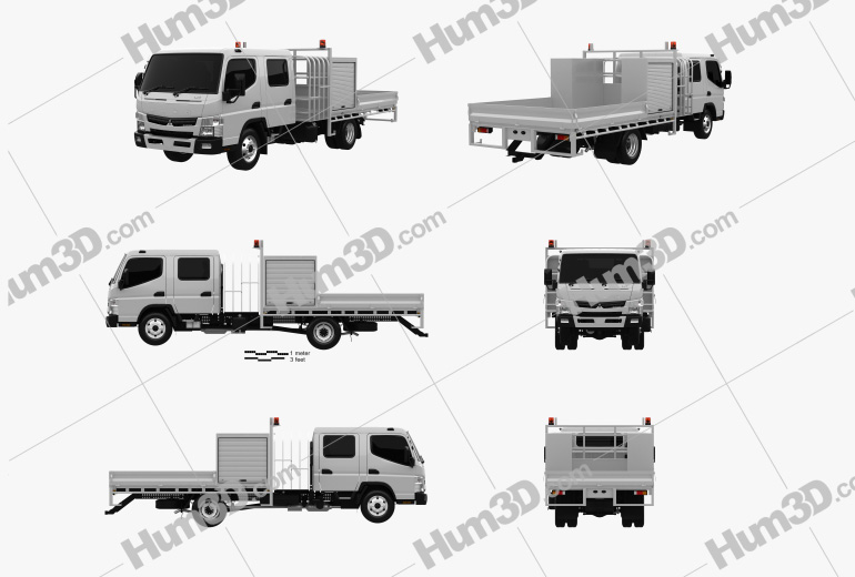 Mitsubishi Fuso Canter (815) Wide Crew Cab Service Truck 2019 Blueprint Template