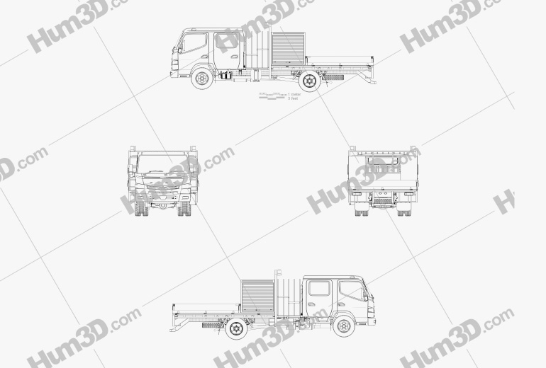 Mitsubishi Fuso Canter (815) Wide Crew Cab Service Truck 2019 Креслення