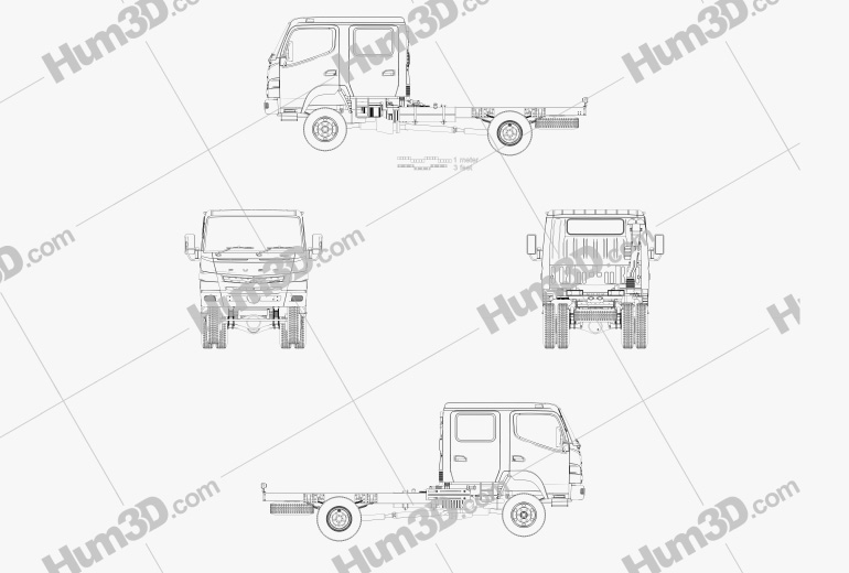Mitsubishi Fuso Canter (FG) Wide Crew Cab Chassis Truck 2019 Blueprint