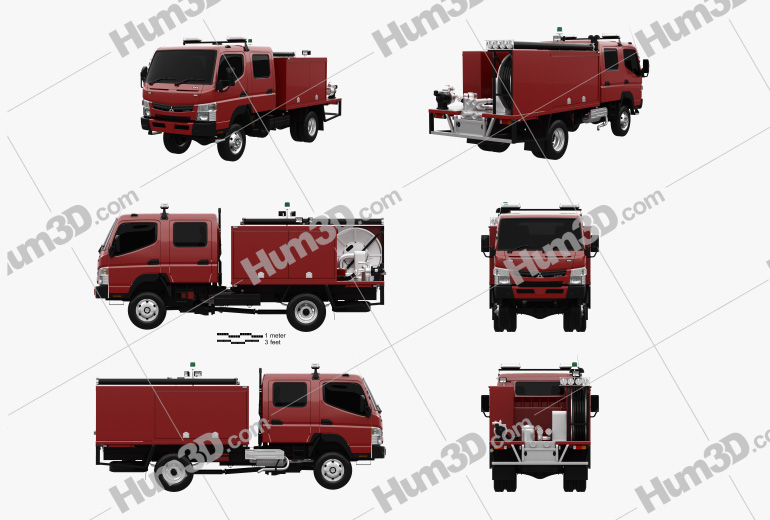 Mitsubishi Fuso Canter (FG) Wide Crew Cab Fire Truck 2019 Blueprint Template