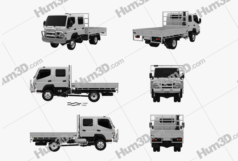 Mitsubishi Fuso Canter (FG) Wide Crew Cab Tray Truck 2019 Blueprint Template