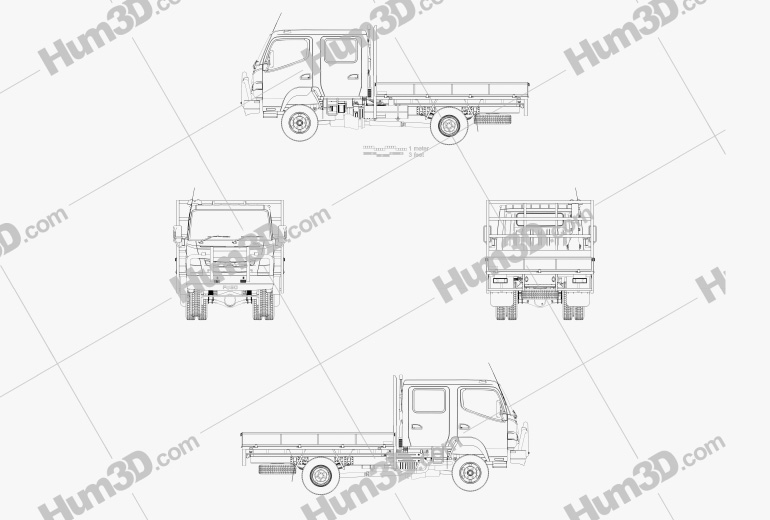 Mitsubishi Fuso Canter (FG) Wide Crew Cab Tray Truck 2019 도면