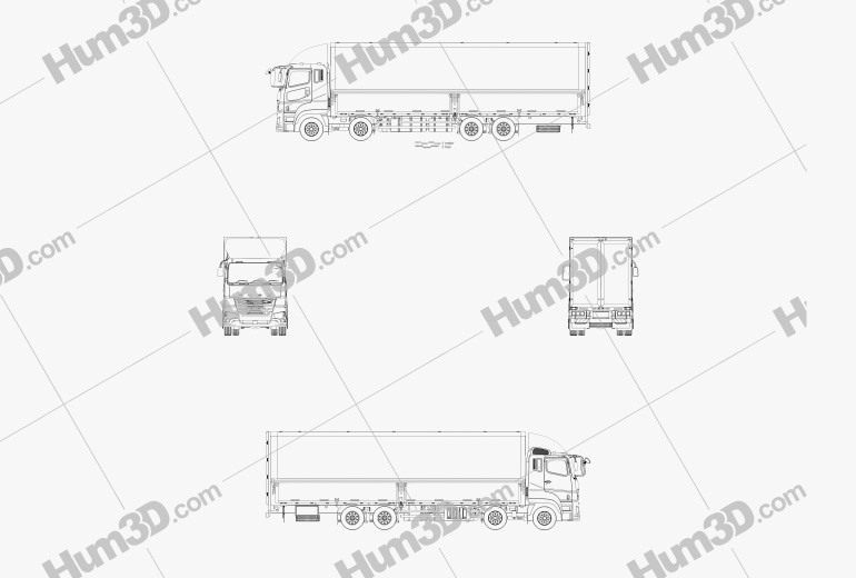 Mitsubishi Fuso Super Great Box Truck 4-axle 2022 Blueprint