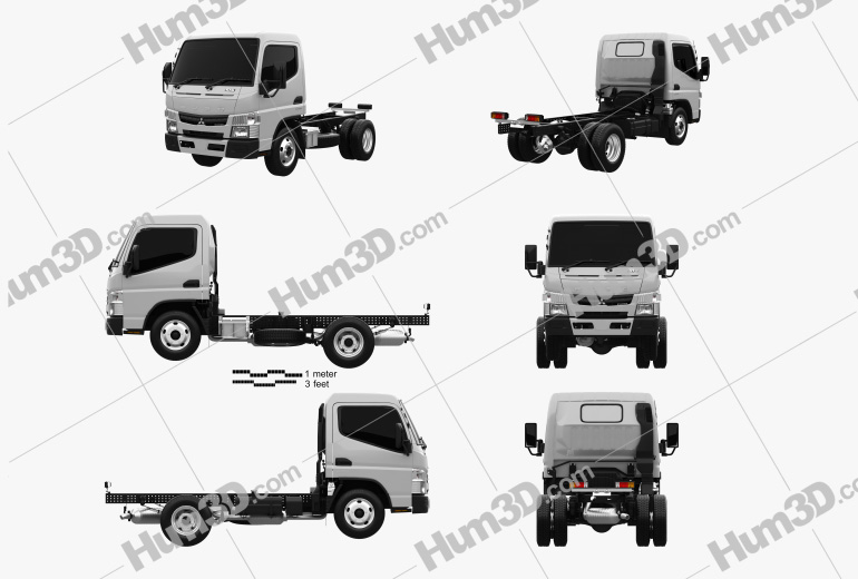 Mitsubishi Fuso Canter Superlow City Cab Chassis Truck L1 2019 Blueprint Template