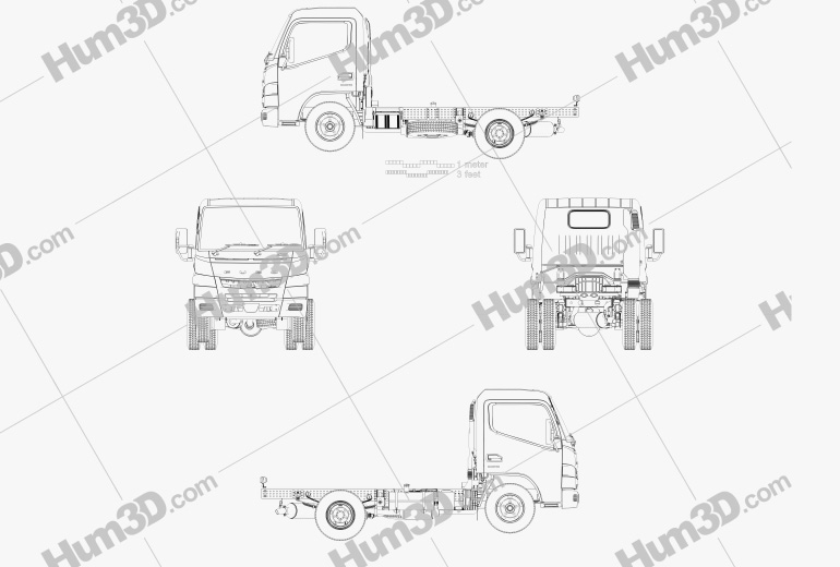 Mitsubishi Fuso Canter Superlow City Cab Fahrgestell LKW L1 2019 Blueprint