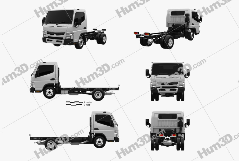 Mitsubishi Fuso Canter Wide Single Cab Chassis Truck L2 2019 Blueprint Template