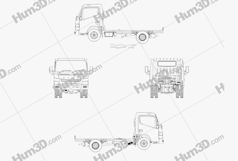 Mitsubishi Fuso Canter Wide Cabina Singola Camion Telaio L2 2019 Blueprint