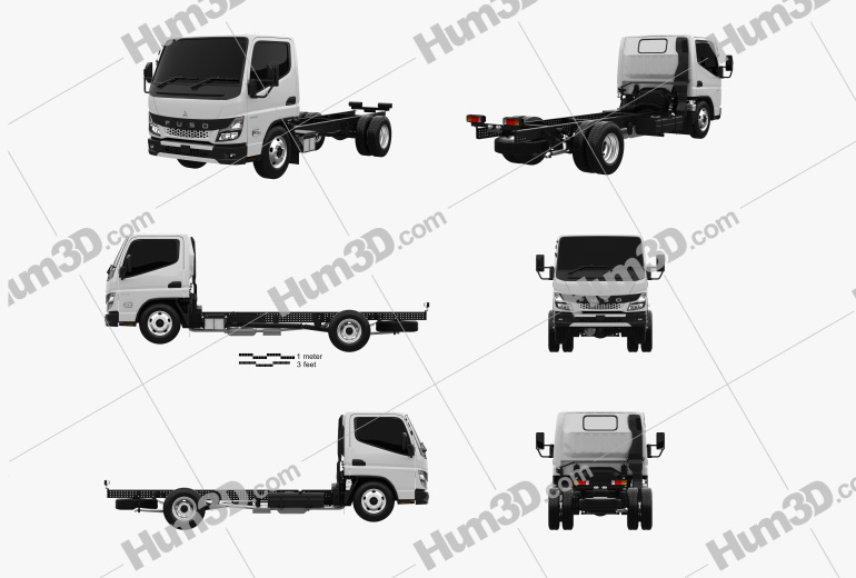 Mitsubishi Fuso Canter City Single Cab Low Roof Chassis Truck 2021 Blueprint Template