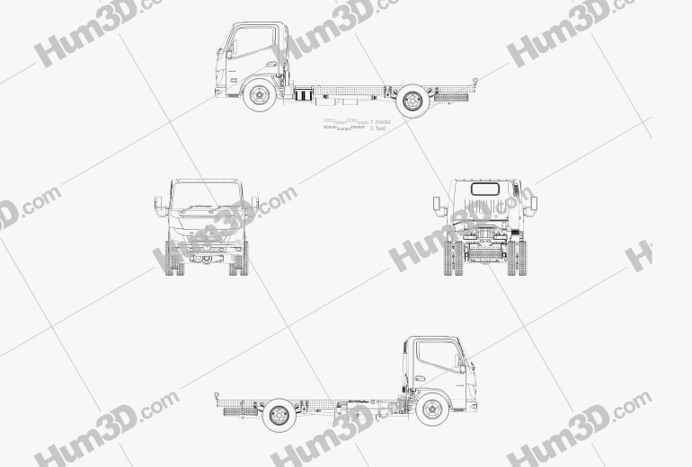 Mitsubishi Fuso Canter City Cabine Única Low Roof Camião Chassis 2021 Blueprint