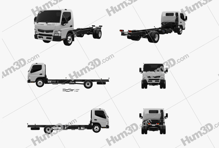 Mitsubishi Fuso Canter Wide Single Cab L3 Chassis Truck 2016 Blueprint Template