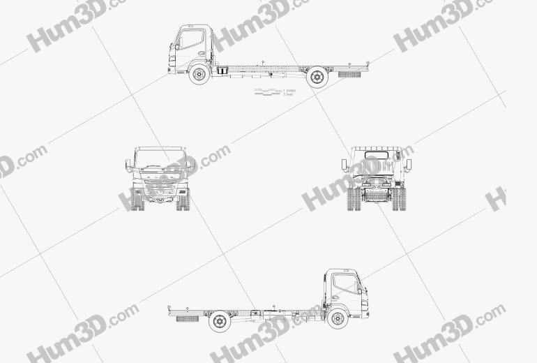 Mitsubishi Fuso Canter Wide Cabine Simple L3 Camion Châssis 2016 Blueprint
