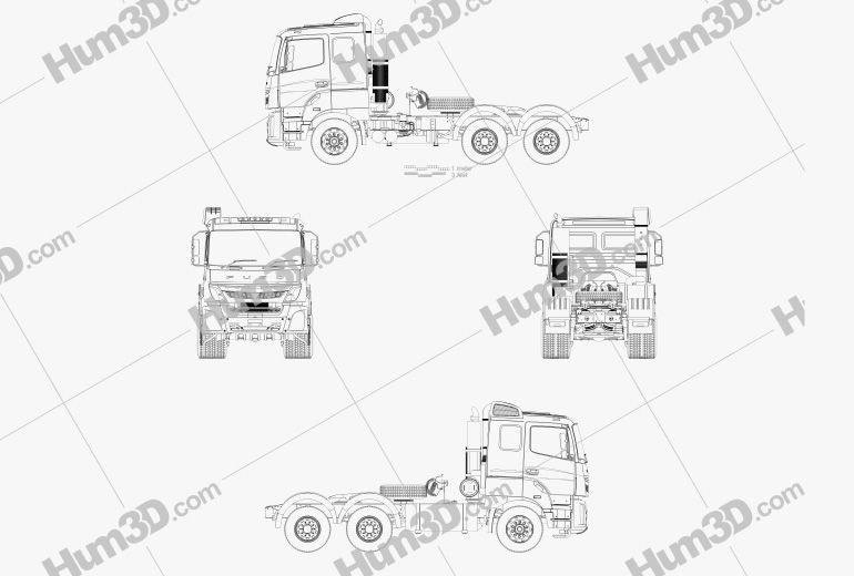 Mitsubishi Fuso TV Tractor Truck 2022 Blueprint