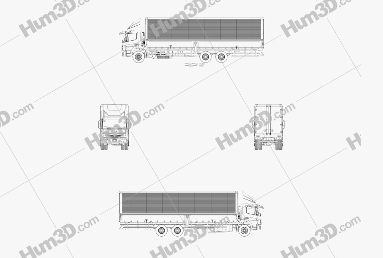 Mitsubishi Fuso FJ Box Truck 2022 Blueprint