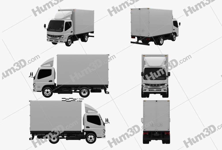 Mitsubishi Fuso Canter e City Single Cab Box Truck 2023 Blueprint Template