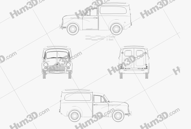 Morris Minor Van 1955 ブループリント