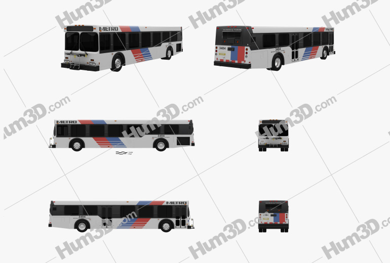 New Flyer D40LF bus 2010 Blueprint Template