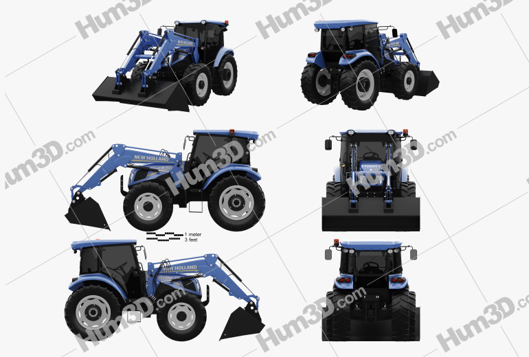 New Holland TD5 Loader Tractor 2017 Blueprint Template