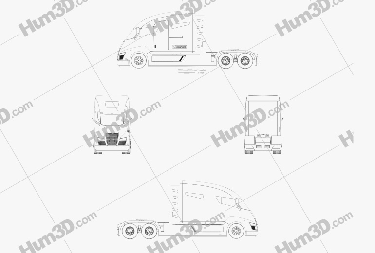 Nikola One Camión Tractor 2015 Blueprint