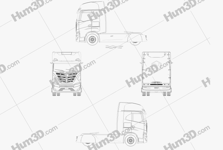 Nikola TRE Camião Tractor 2020 Blueprint