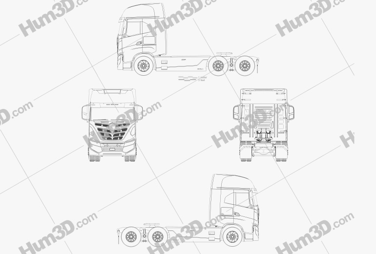 Nikola Tre BEV Camión Tractor 2022 Blueprint