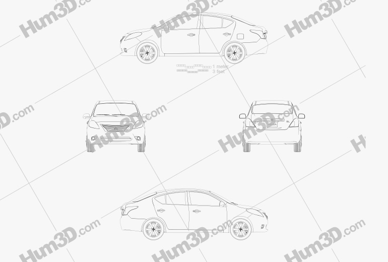 Nissan Versa (Tiida) セダン 2012 設計図