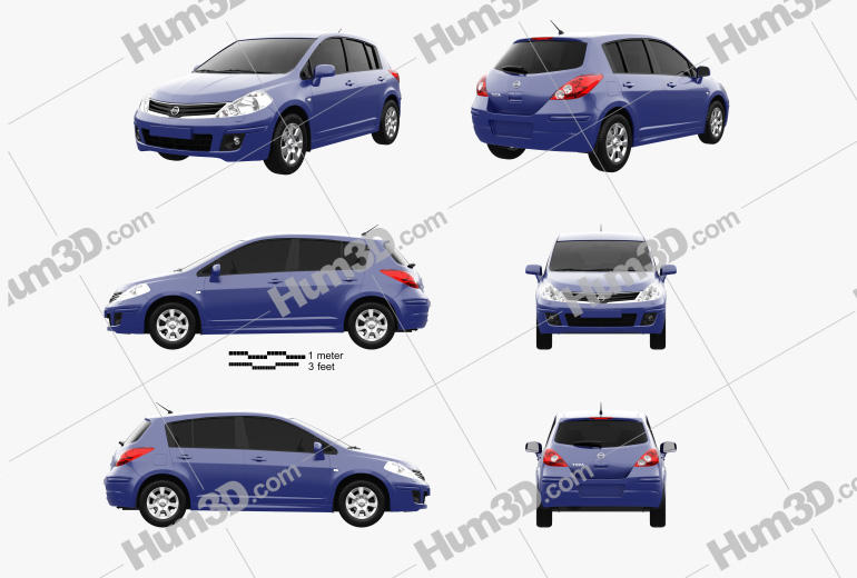Nissan Tiida (C11) hatchback 2012 Blueprint Template