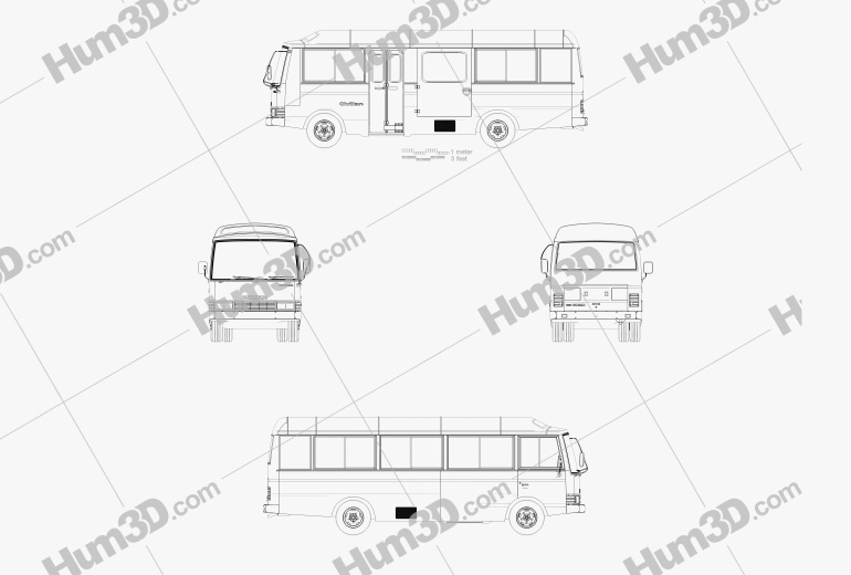 Nissan Civilian SWB Bus 1982 Blueprint
