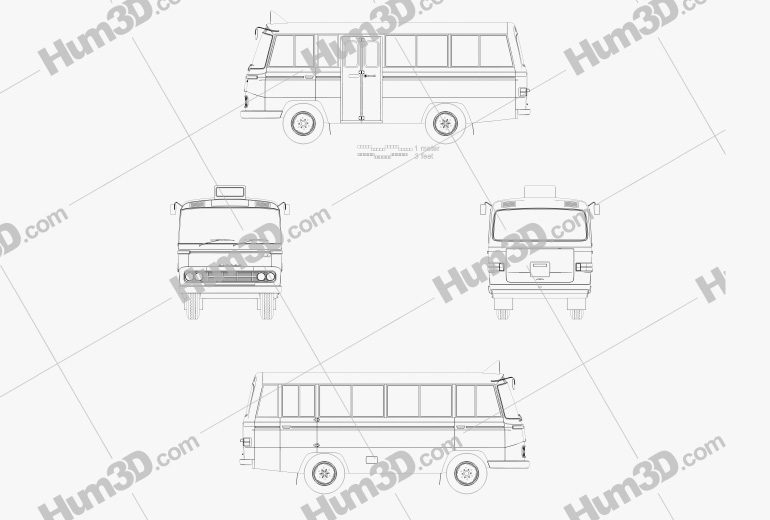 Nissan Echo Autobus 1969 Blueprint