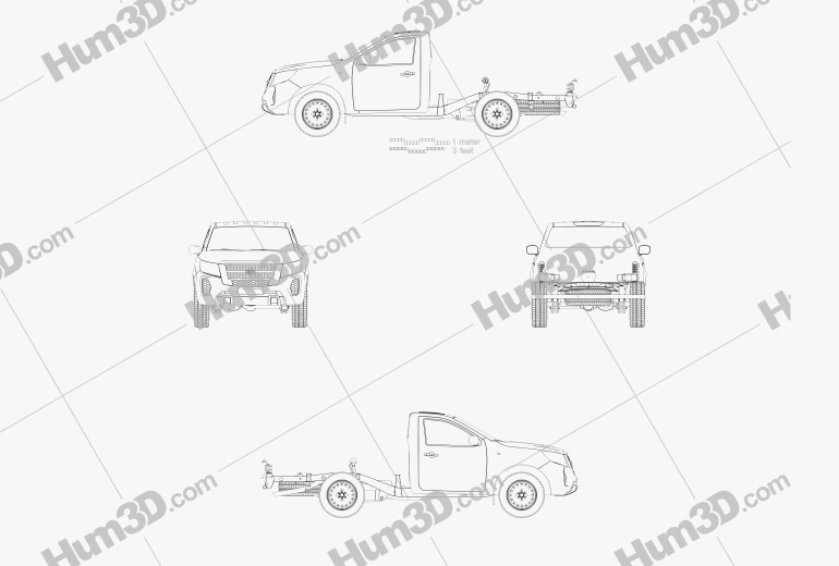 Nissan NP300 Cabine Única Chassis 2023 Blueprint
