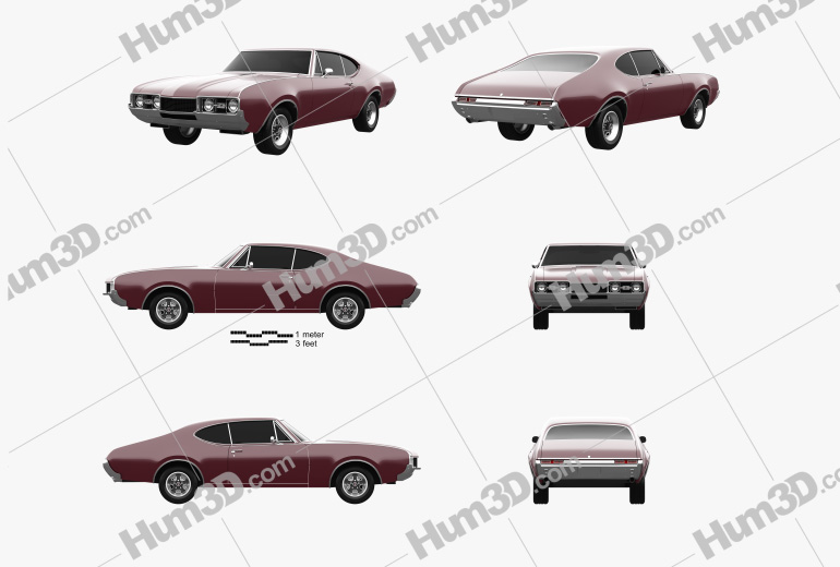 Oldsmobile Cutlass 442 (3817) Holiday coupe 1966 Blueprint Template