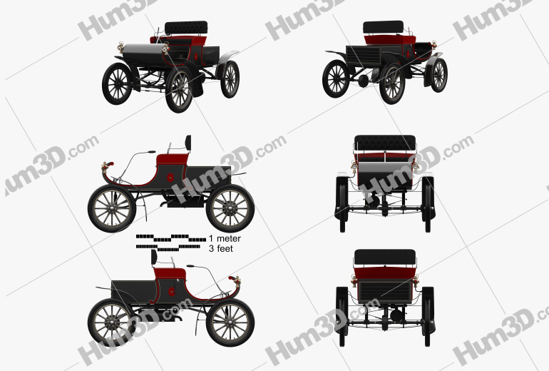 Oldsmobile Model R Curved Dash Runabout 1901 Blueprint Template