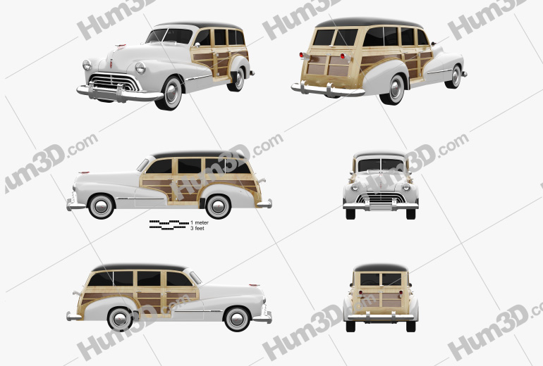 Oldsmobile Special 66/68 Station Wagon 1947 Blueprint Template