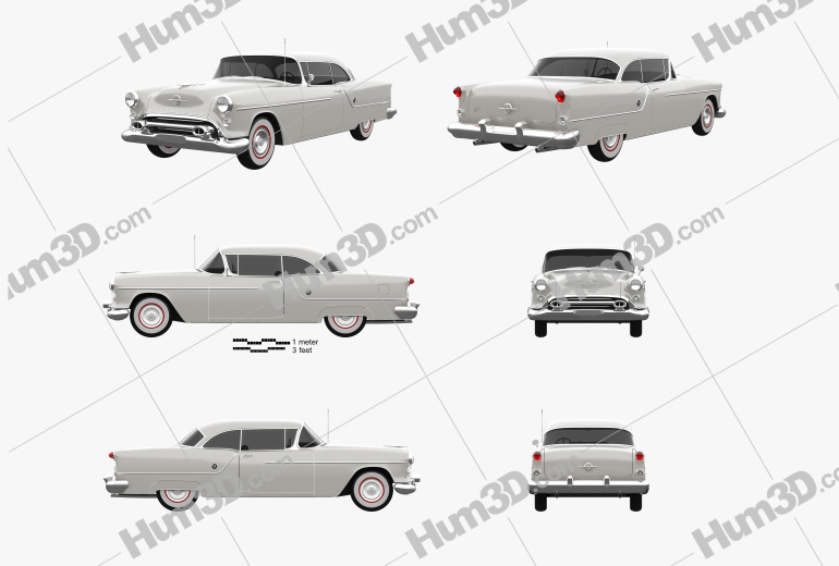 Oldsmobile 88 Super Holiday coupe 1954 Blueprint Template