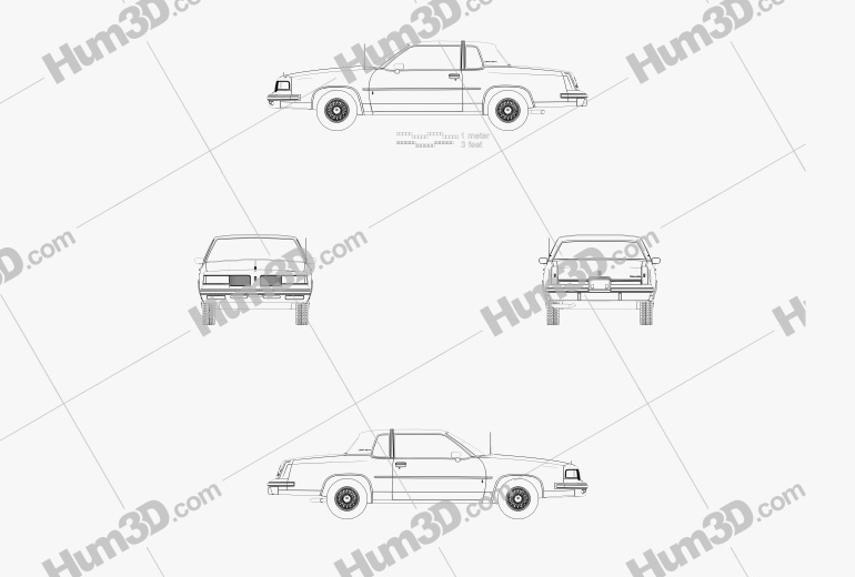 Oldsmobile Cutlass Supreme Brougham coupé 1992 Blueprint
