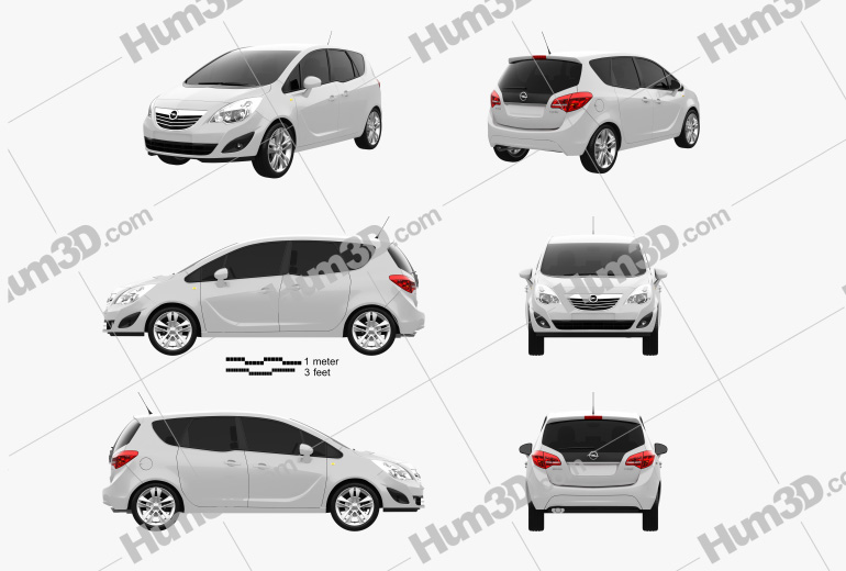 Opel Meriva B 2012 Blueprint Template