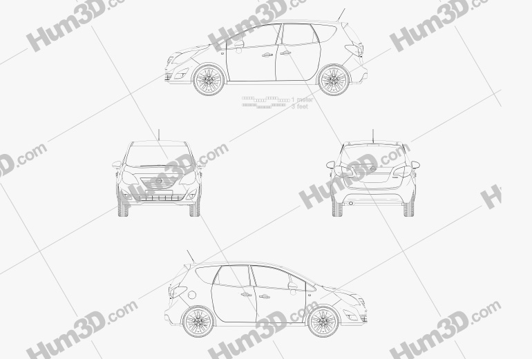 Opel Meriva B 2012 Blueprint