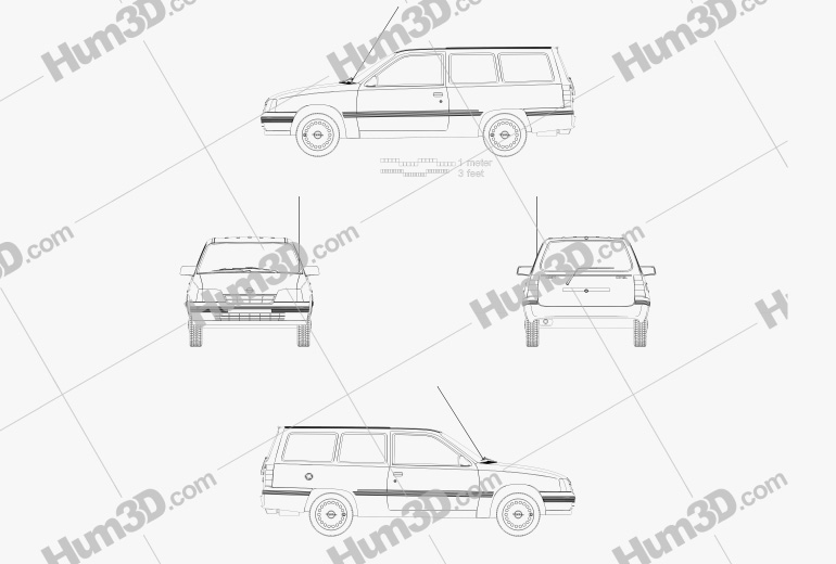 Opel Kadett E Caravan 3 portes 1984 Plan