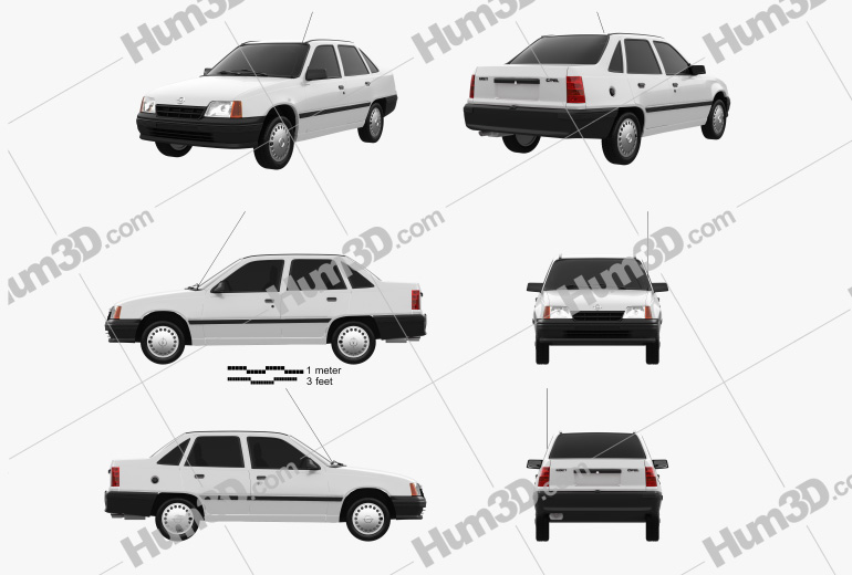 Opel Kadett E sedan 1984-1991 Blueprint Template