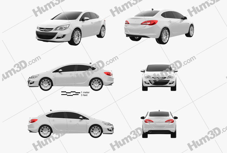 Opel Astra J sedan 2014 Blueprint Template
