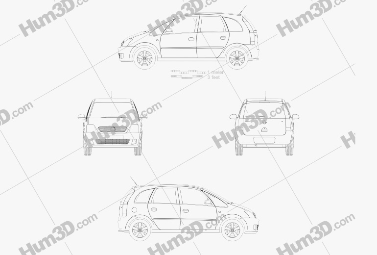 Opel Meriva (A) 2006 Blueprint