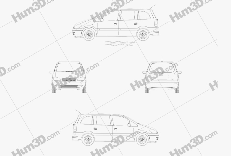 Opel Zafira (A) 2000 Disegno Tecnico
