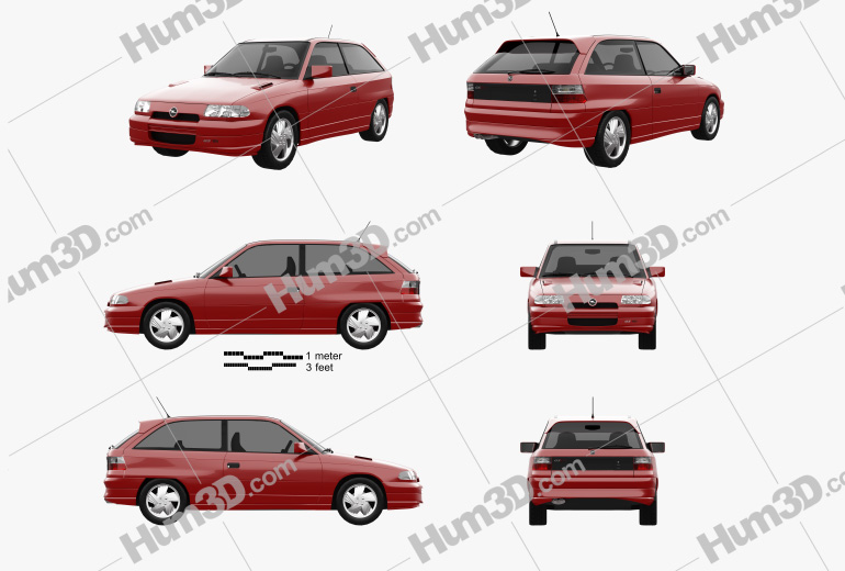 Opel Astra (F) 3-door GSi 1998 Blueprint Template