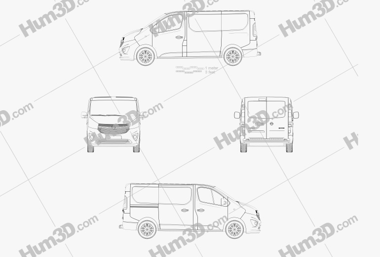 Opel Vivaro Panel Van L1H1 2017 Blueprint