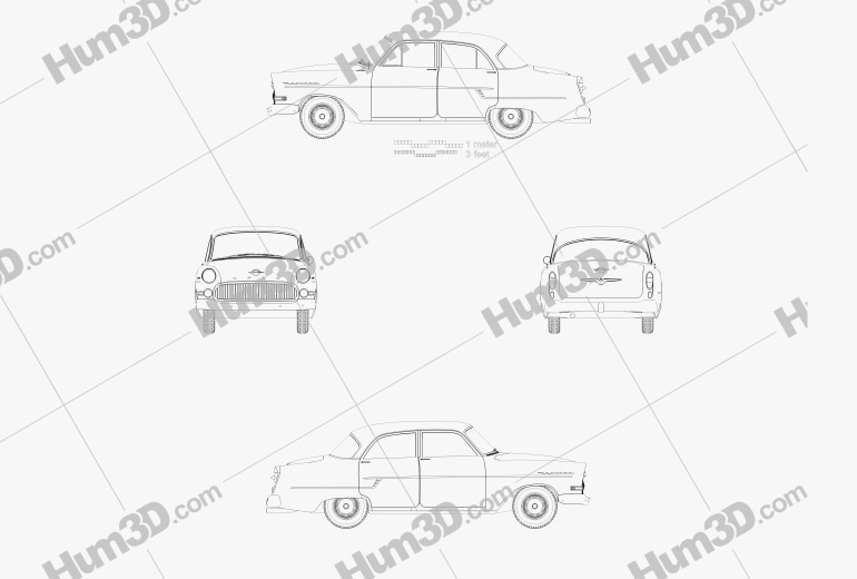 Opel Kapitan 1956 Blueprint