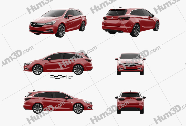 Opel Astra K Sports Tourer 2019 Blueprint Template