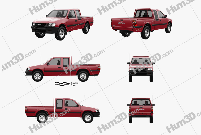 Opel Campo Sports Cab 2002 Blueprint Template