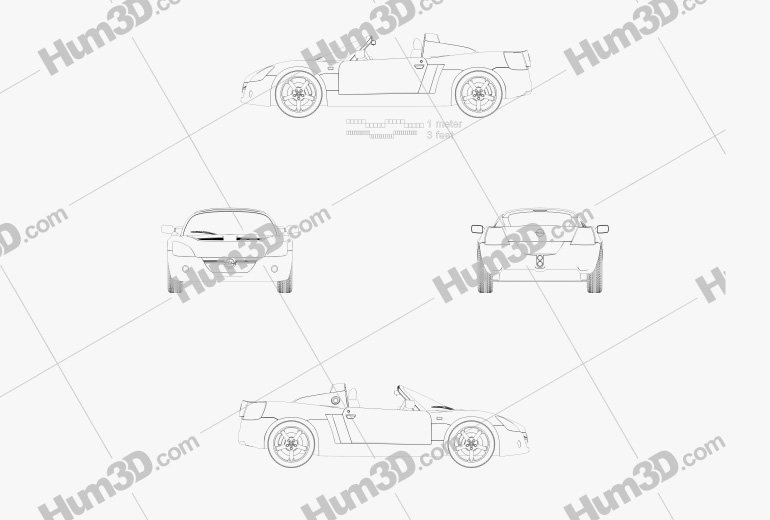 Opel Speedster 2005 Blueprint