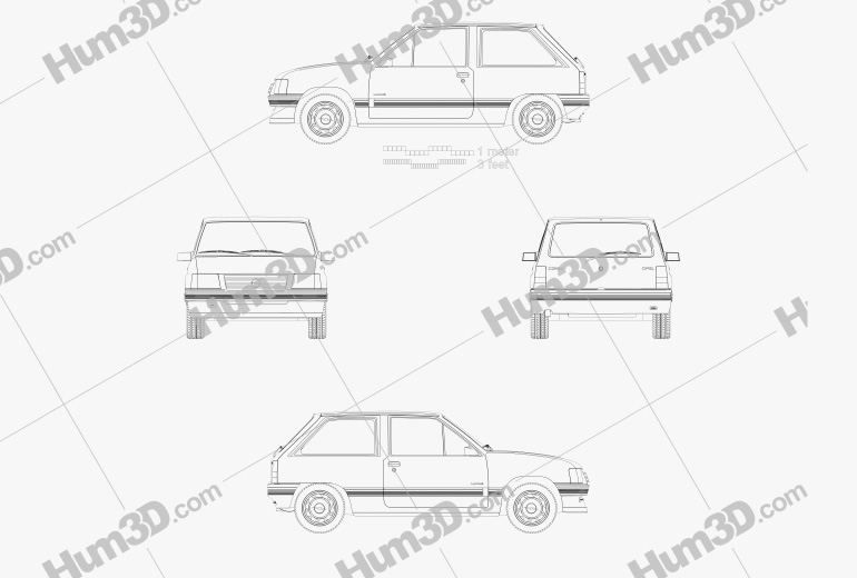 Opel Corsa 3-Türer 1993 Blueprint